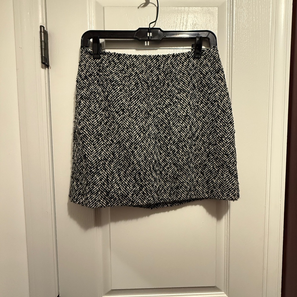 Classic Black and White Tweed Skirt